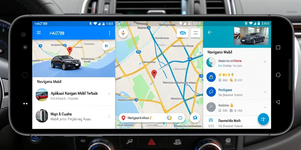 Tampilan antarmuka aplikasi HAO788 yang intuitif untuk navigasi mobil.