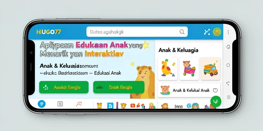 Antarmuka interaktif aplikasi HUGO77 untuk Edukasi Anak.