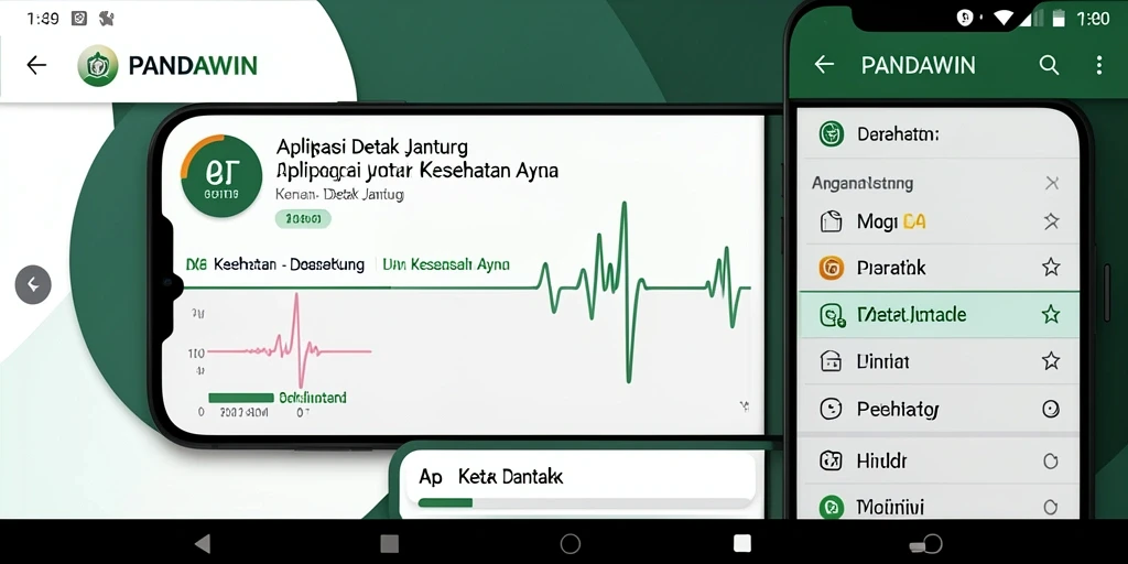 Antarmuka aplikasi PANDAWIN menunjukkan fitur pemantauan detak jantung yang canggih.